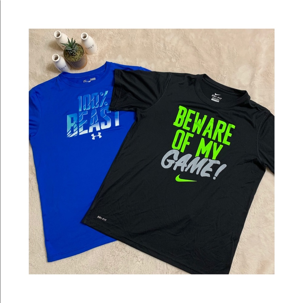 TWO Boy’s T-Shirts! Nike Dri-fit and UA Heat Gear